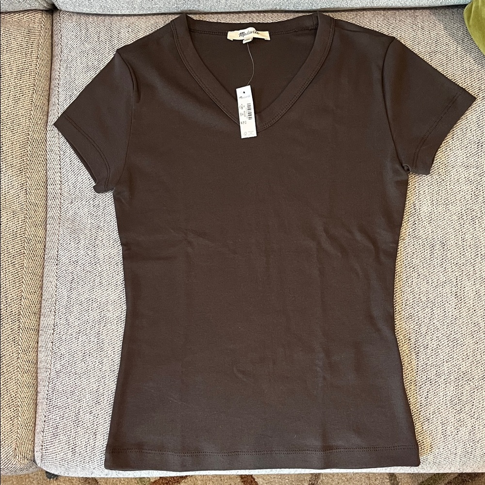 Madewell Chocolate Brown V-Neck Tee